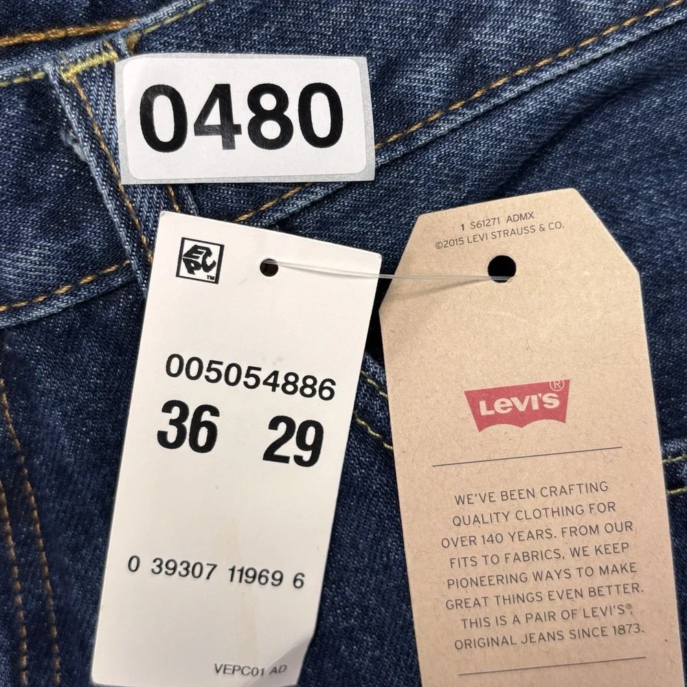 Levi's 505 Jeans Men's 36x29 Blue Denim Cotton Regular Fit Straight Medium Wash